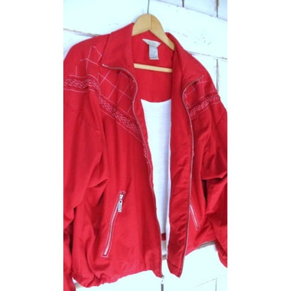 90s vintage red  wind breaker bomber jacket  utility jacket Adirondack - Picture 6 of 7